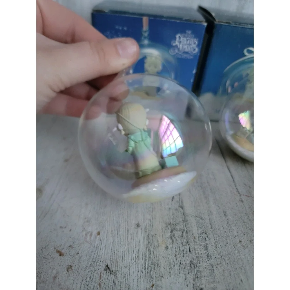 Precious‎ moments vintage glass ball boy girl ornament Xmas set